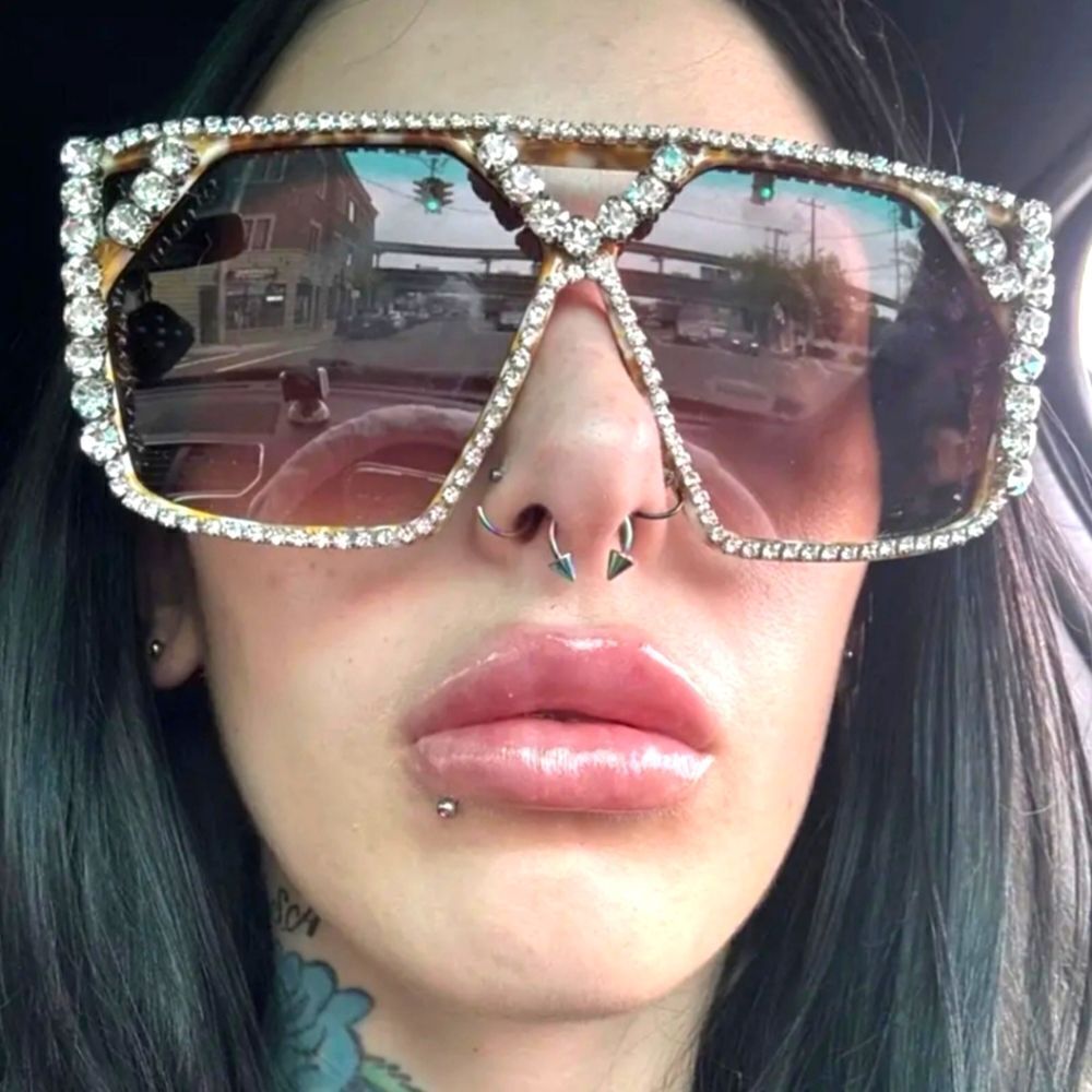 Oversized luxury rhinestone sunglasses
